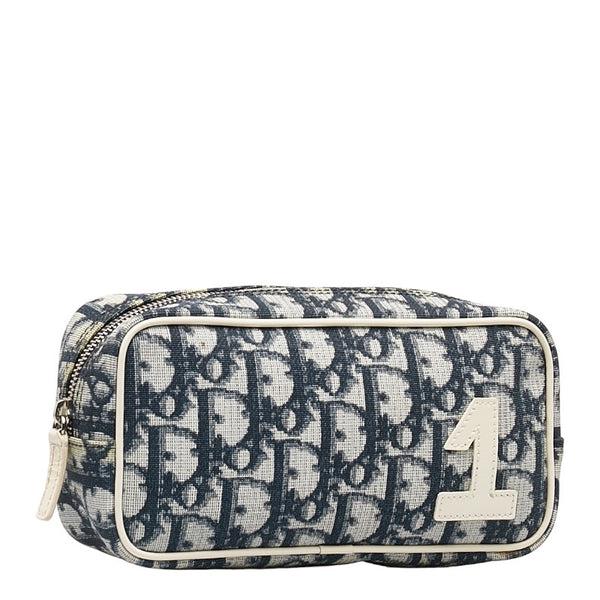 ディオール トロッター ポーチ ネイビー ホワイト PVC レディース Dior 【中古】