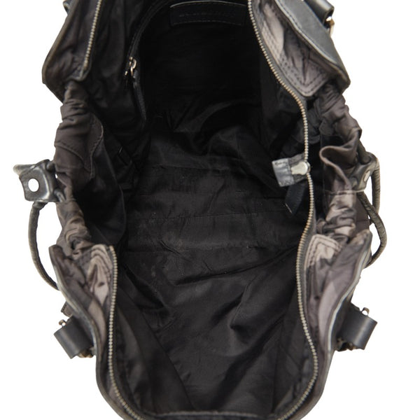 バーバリー チェック トートバッグ ブラック グレー ナイロン レザー レディース BURBERRY 【中古】