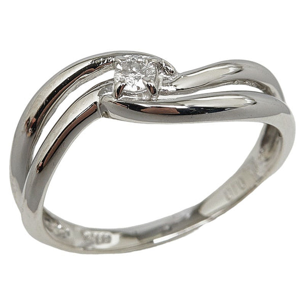 Pt900 プラチナ ダイヤ0.10ct ウェーブ リング 指輪 レディース 12号 【中古】
