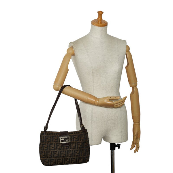 フェンディ ズッカ ハンドバッグ 26726 ブラウン キャンバス レザー レディース FENDI 【中古】