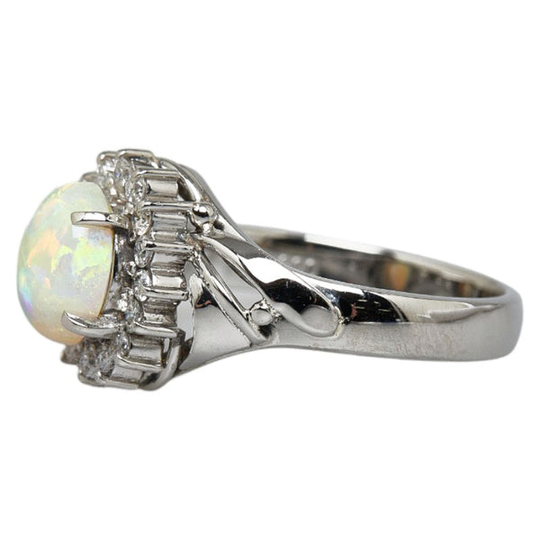 Pt900 プラチナ オパール ダイヤ0.32ct リング 指輪 レディース 13号 【中古】