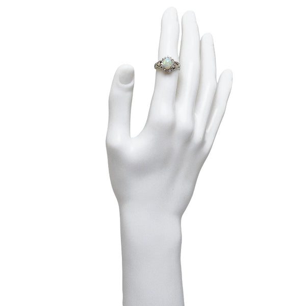 Pt900 プラチナ オパール ダイヤ0.32ct リング 指輪 レディース 13号 【中古】