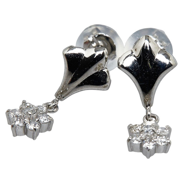 Pt900 プラチナ ダイヤ0.30ct フラワー ピアス レディース 【中古】