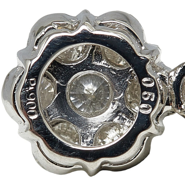 Pt900 プラチナ ダイヤ0.50ct フラワー 花 モチーフ ペンダントトップ レディース 【中古】
