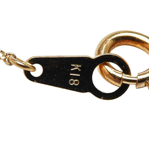 K18YG イエローゴールド ダイヤ0.60ct リボン パヴェ ネックレス レディース 【中古】
