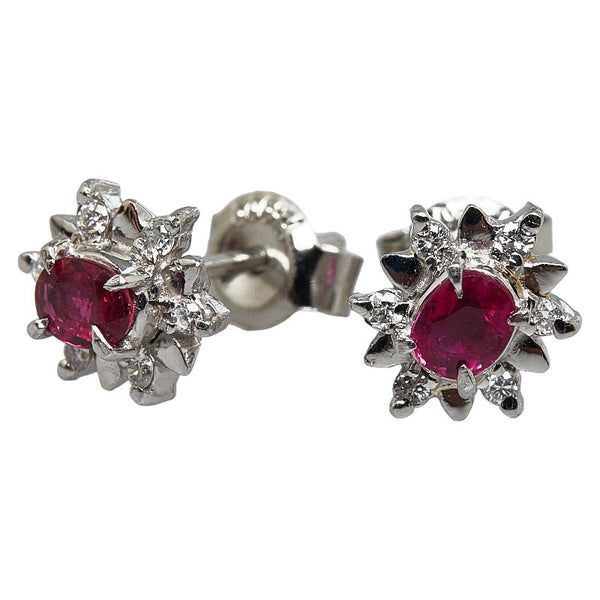 Pt900 プラチナ ルビー0.378ct ダイヤ0.08ct ピアス レディース 【中古】