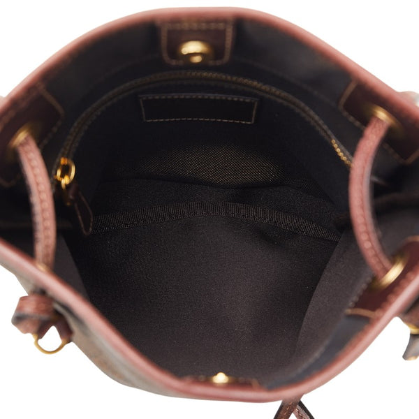 プラダ ロゴジャガード 斜め掛け ショルダーバッグ ブラウン キャンバス レザー レディース PRADA 【中古】