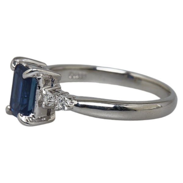 Pt900 プラチナ サファイア1.37ct ダイヤ0.12ct スクエア リング 指輪 レディース 13号 【中古】