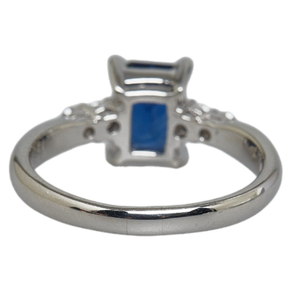 Pt900 プラチナ サファイア1.37ct ダイヤ0.12ct スクエア リング 指輪 レディース 13号 【中古】