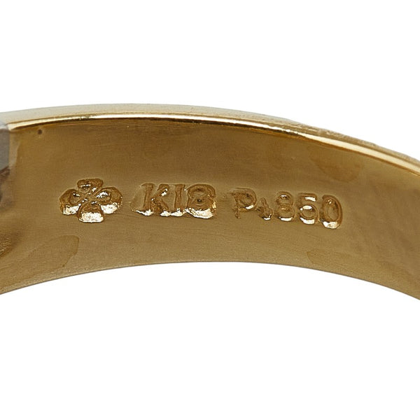 K18YG イエローゴールド Pt850 プラチナ コンビ ダイヤ1.04ct リング 指輪 レディース 10.5号 【中古】