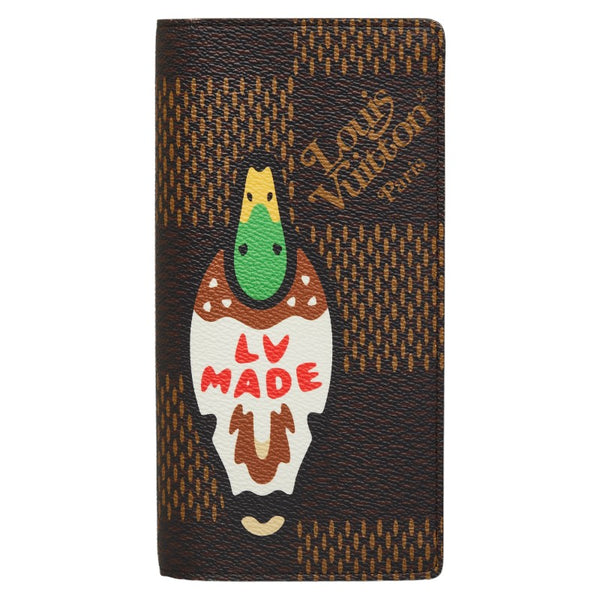 ルイ ヴィトン ダミエ ジャイアント ポルトフォイユ ブラザ 長財布 N60393 ブラウン PVC レザー メンズ LOUIS VUITTON 【中古】