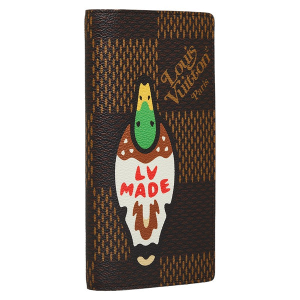 ルイ ヴィトン ダミエ ジャイアント ポルトフォイユ ブラザ 長財布 N60393 ブラウン PVC レザー メンズ LOUIS VUITTON 【中古】