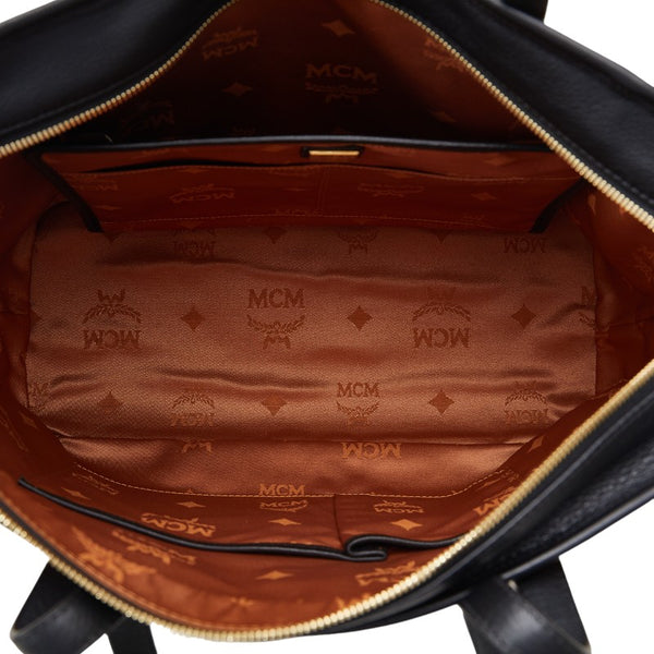 エム シー エム ヴィセトス ロゴグラム トートバッグ ブラウン ブラック PVC レザー レディース MCM 【中古】