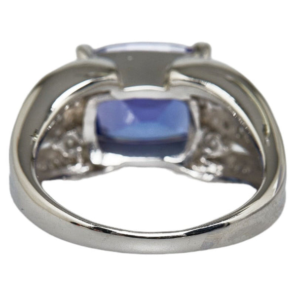 Pt900 プラチナ タンザナイト4.09ct ダイヤ0.37ct スクエア クッションカット リング 指輪 レディース 13号 【中古】