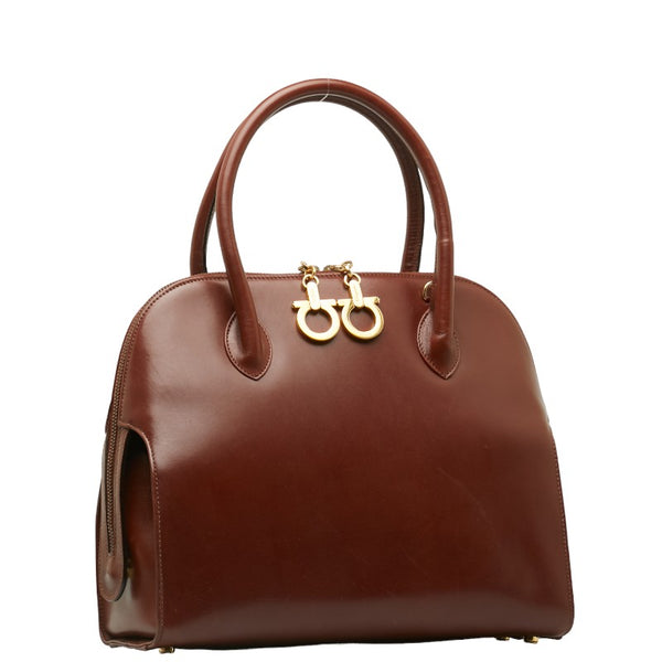 サルヴァトーレフェラガモ ガンチーニ ハンドバッグ ショルダーバッグ 2WAY AX 21 5644 ブラウン レザー レディース Salvatore Ferragamo 【中古】