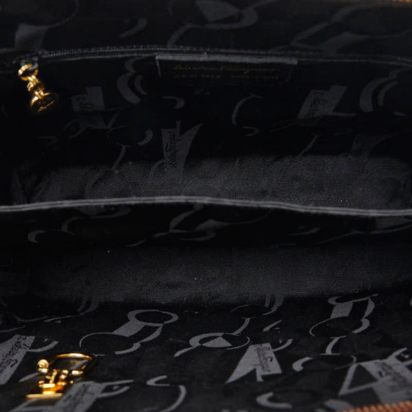 サルヴァトーレフェラガモ ガンチーニ ハンドバッグ ショルダーバッグ 2WAY AX 21 5644 ブラウン レザー レディース Salvatore Ferragamo 【中古】