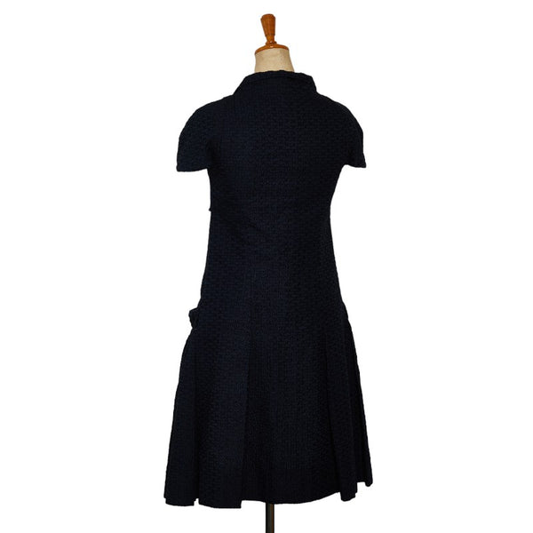 シャネル ココマークボタン フレアワンピース フレンチスリーブ 半袖 サイズ：34 P40451V23055 ネイビー レーヨン コットン レディース CHANEL 【中古】