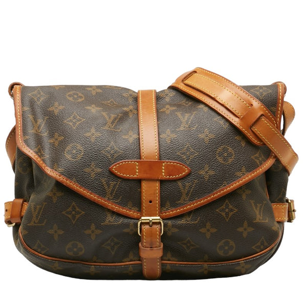 ルイ ヴィトン モノグラム ソミュール30 斜めがけ ショルダーバッグ M42256 ブラウン PVC レザー レディース LOUIS VUITTON 【中古】