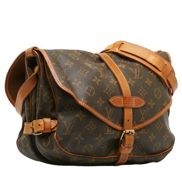 ルイ ヴィトン モノグラム ソミュール30 斜めがけ ショルダーバッグ M42256 ブラウン PVC レザー レディース LOUIS VUITTON 【中古】