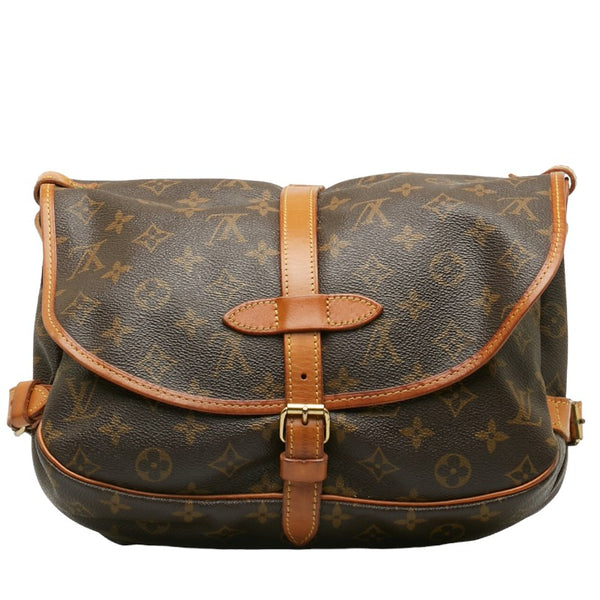 ルイ ヴィトン モノグラム ソミュール30 斜めがけ ショルダーバッグ M42256 ブラウン PVC レザー レディース LOUIS VUITTON 【中古】