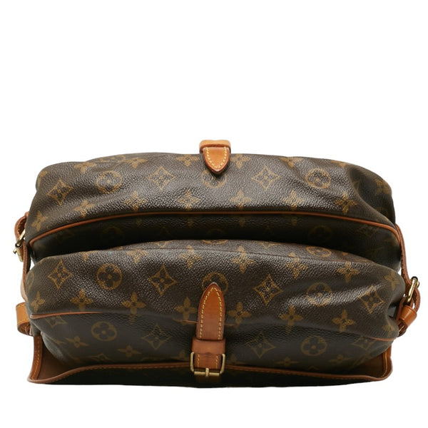 ルイ ヴィトン モノグラム ソミュール30 斜めがけ ショルダーバッグ M42256 ブラウン PVC レザー レディース LOUIS VUITTON 【中古】