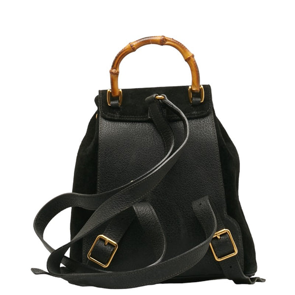 グッチ バンブー リュック バックパック 0032034 ブラック スウェード レディース GUCCI 【中古】
