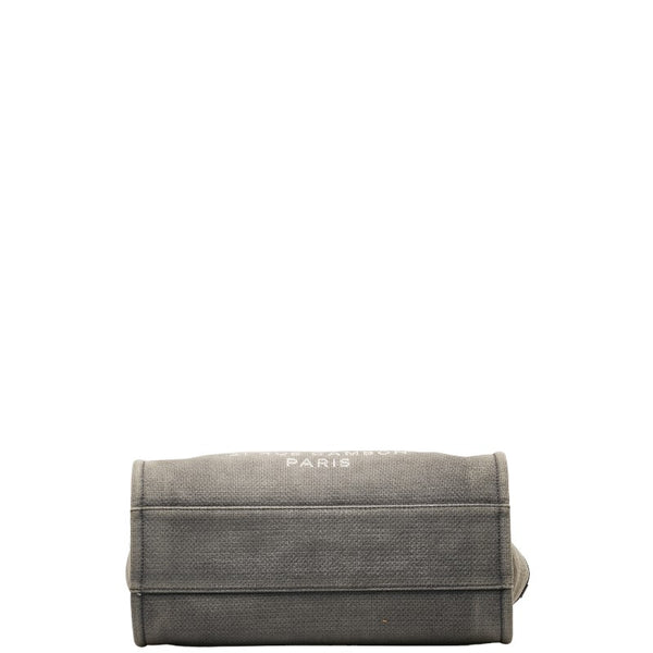 シャネル ドーヴィル ミディアムトートMM ショルダーバッグ トートバッグ グレー ブラック キャンバス レザー レディース CHANEL 【中古】