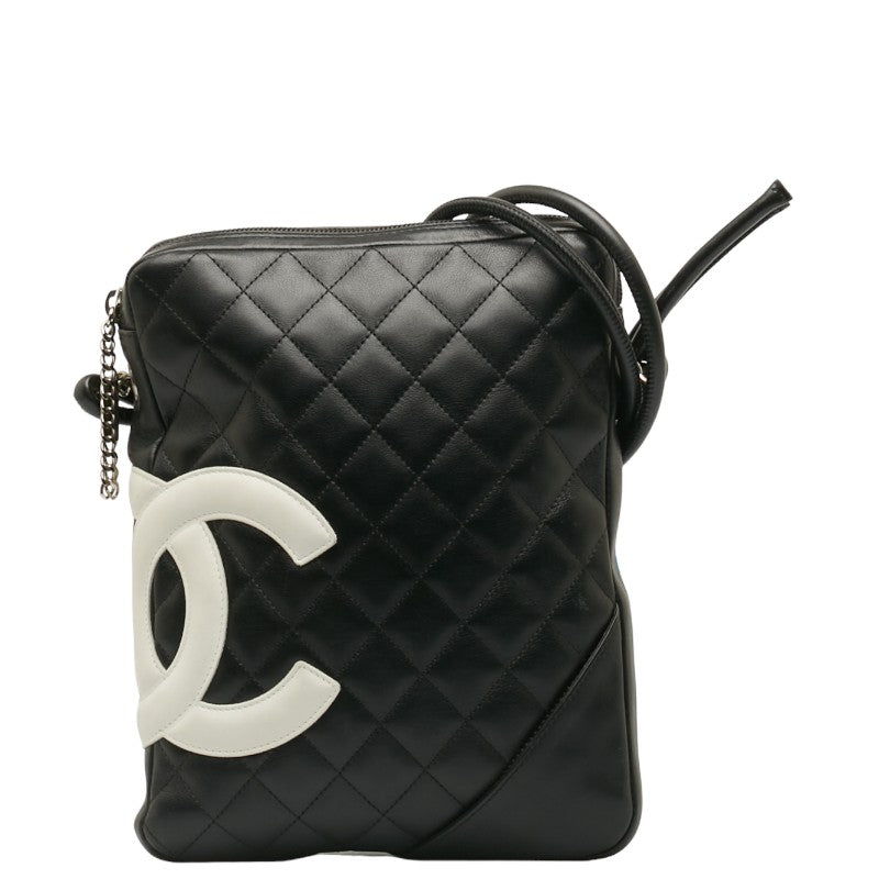シャネル カンボンライン キルティング 斜め掛け ショルダーバッグ  ブラック レザー レディース CHANEL 【中古】