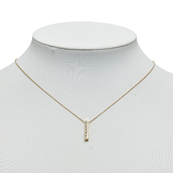 K18YG イエローゴールド ダイヤ0.13ct プレート ペンダントネックレス レディース 【中古】