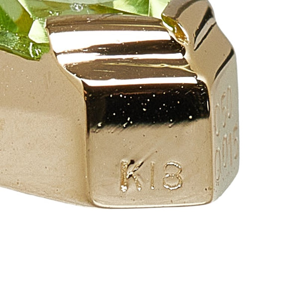 K18YG イエローゴールド ベリドット0.50ct ダイヤ0.015ct ヘキサゴンカット ネックレス レディース 【中古】