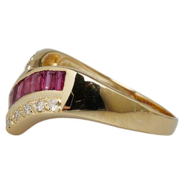 K18YG イエローゴールド ルビー0.85ct ダイヤ0.09ct リング 指輪 レディース 12号 【中古】