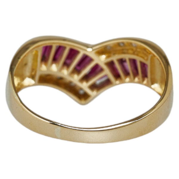 K18YG イエローゴールド ルビー0.85ct ダイヤ0.09ct リング 指輪 レディース 12号 【中古】
