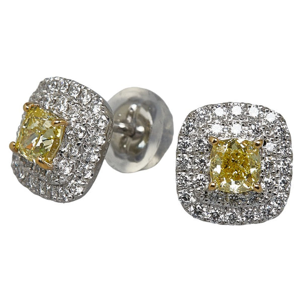 Pt900 プラチナ K18YG イエローゴールド コンビ ダイヤ0.741ct ダイヤ0.40ct ピアス レディース 【中古】