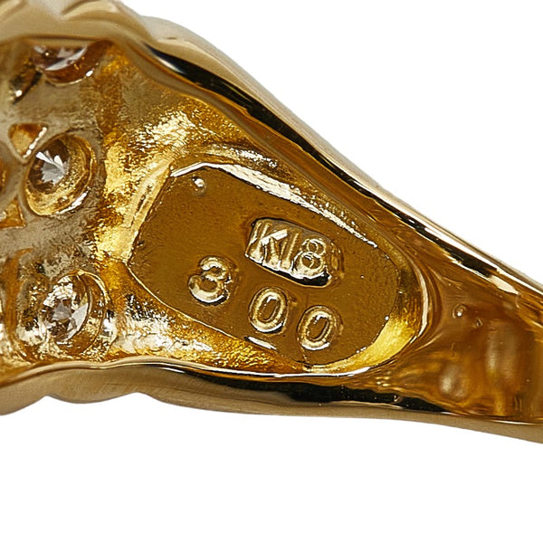 K18YG イエローゴールド ダイヤ3.00ct フラワー リング 指輪 レディース 16号 【中古】