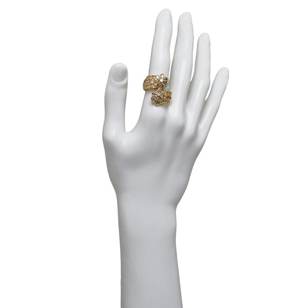K18YG イエローゴールド ダイヤ3.00ct フラワー リング 指輪 レディース 16号 【中古】