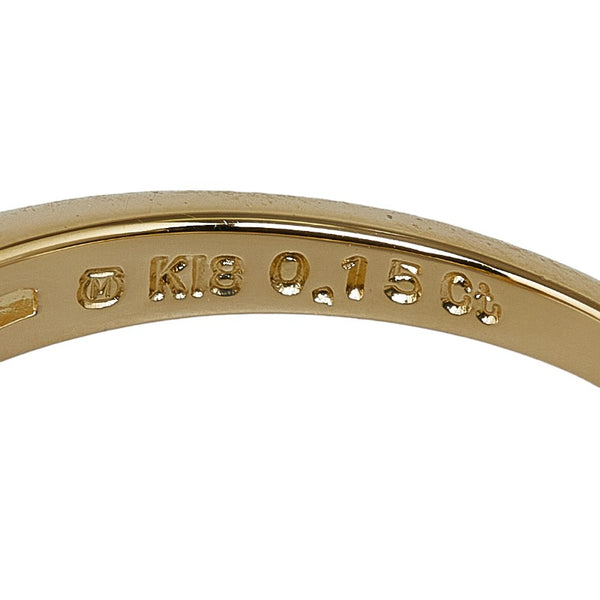 ミキモト K18YG イエローゴールド サファイア0.15ct ダイヤ0.24ct フラワー 花 モチーフ リング 指輪 レディース MIKIMOTO 10号 【中古】