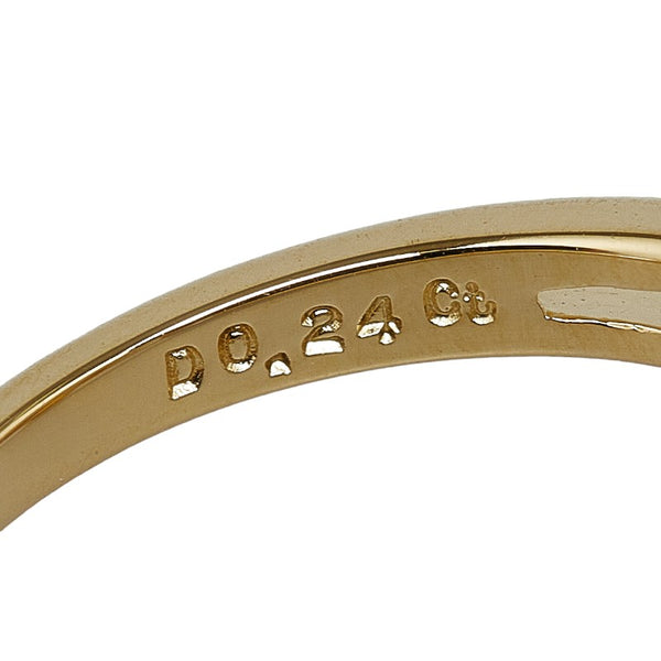 ミキモト K18YG イエローゴールド サファイア0.15ct ダイヤ0.24ct フラワー 花 モチーフ リング 指輪 レディース MIKIMOTO 10号 【中古】