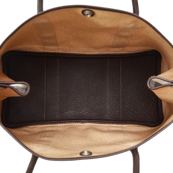 エルメス ガーデンパーティPM  ハンドバッグ ベージュ ブラウン トワルアッシュ レザー レディース HERMES 【中古】