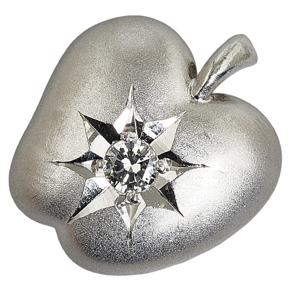 Pt900 プラチナ ダイヤ0.08ct アップル リンゴ ペンダントトップ レディース 【中古】