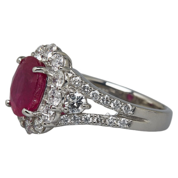 Pt900 プラチナ ルビー2.57ct ダイヤ1.41ct リング 指輪 レディース 12号 【中古】
