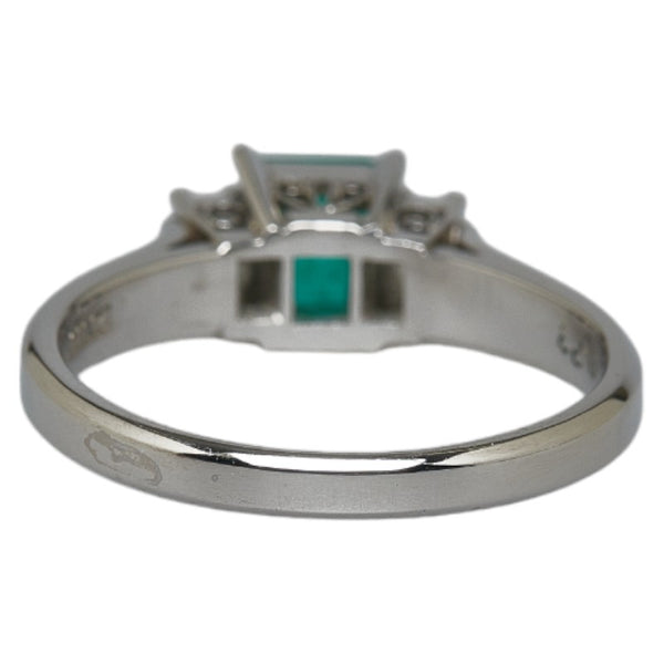 Pt900 プラチナ エメラルド0.56ct ダイヤ0.23ct リング 指輪 レディース 14号 【中古】