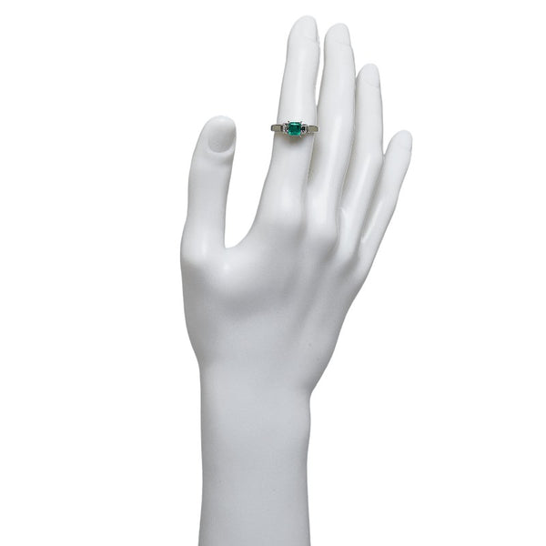 Pt900 プラチナ エメラルド0.56ct ダイヤ0.23ct リング 指輪 レディース 14号 【中古】