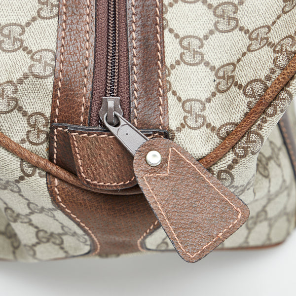 グッチ GGスプリーム ボストンバッグ トラベルバッグ 旅行用バッグ ベージュ ブラウン PVC レザー レディース GUCCI 【中古】