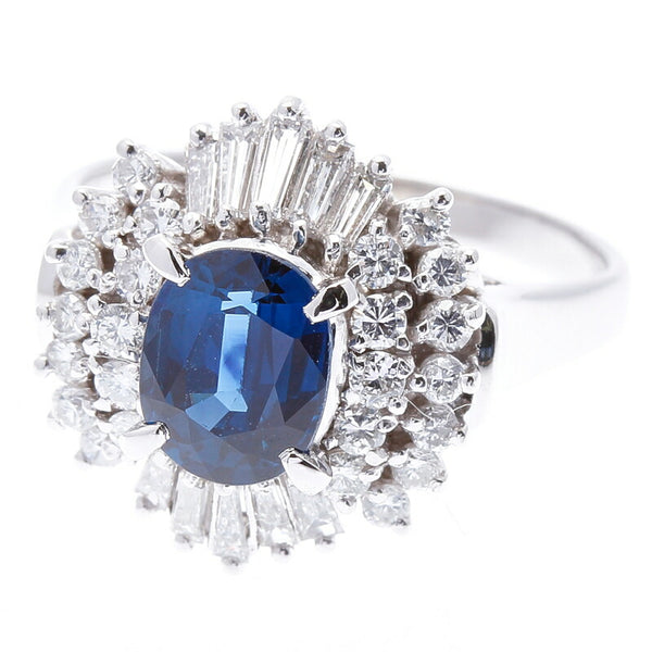 Pt900 プラチナ サファイア1.58ct ダイヤ0.58ct リング 指輪 レディース 12.5号 中古