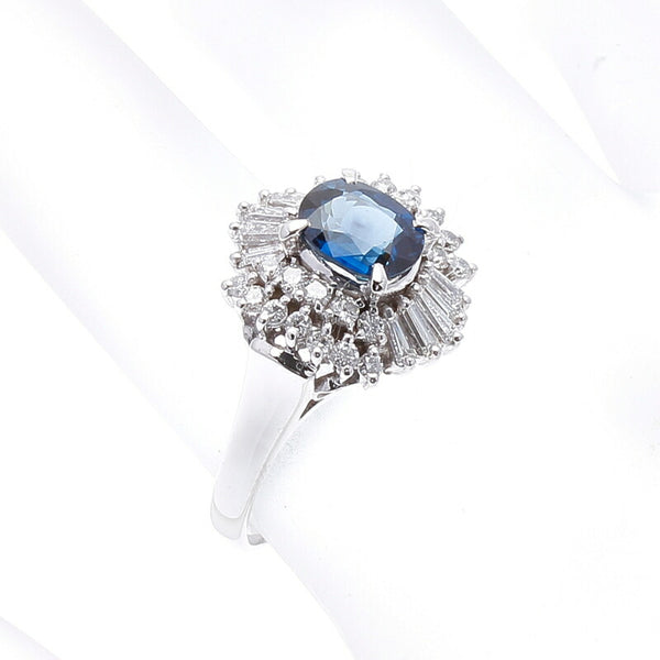 Pt900 プラチナ サファイア1.58ct ダイヤ0.58ct リング 指輪 レディース 12.5号 中古