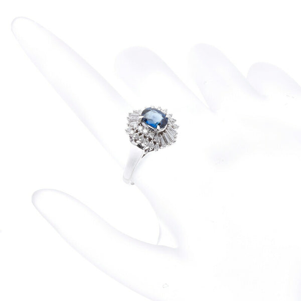 Pt900 プラチナ サファイア1.58ct ダイヤ0.58ct リング 指輪 レディース 12.5号 中古