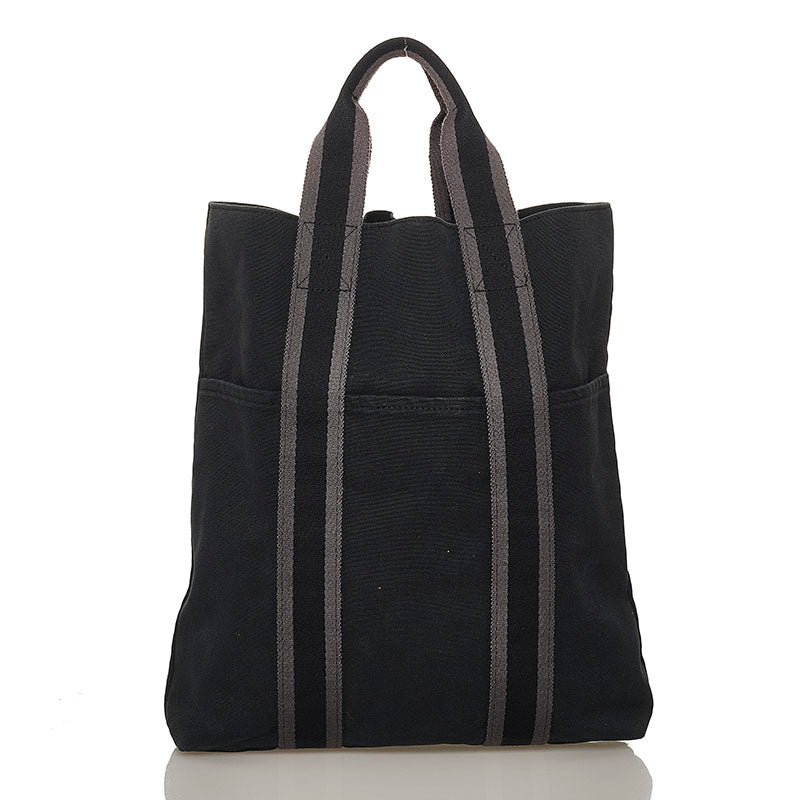 エルメス フールトゥカバス ブラック コットン トートバッグ レディース HERMES 【中古】