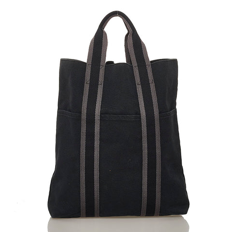 エルメス フールトゥカバス ブラック コットン トートバッグ レディース HERMES 【中古】