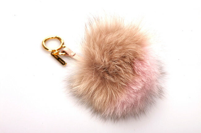 エルメス モンスター ピンク ブラウン ファー キーホルダー レディース HERMES 中古