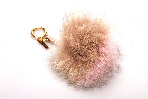 エルメス モンスター ピンク ブラウン ファー キーホルダー レディース HERMES 中古